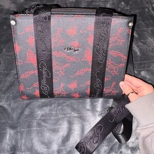 Ed Hardy Black and Red Messenger Bag